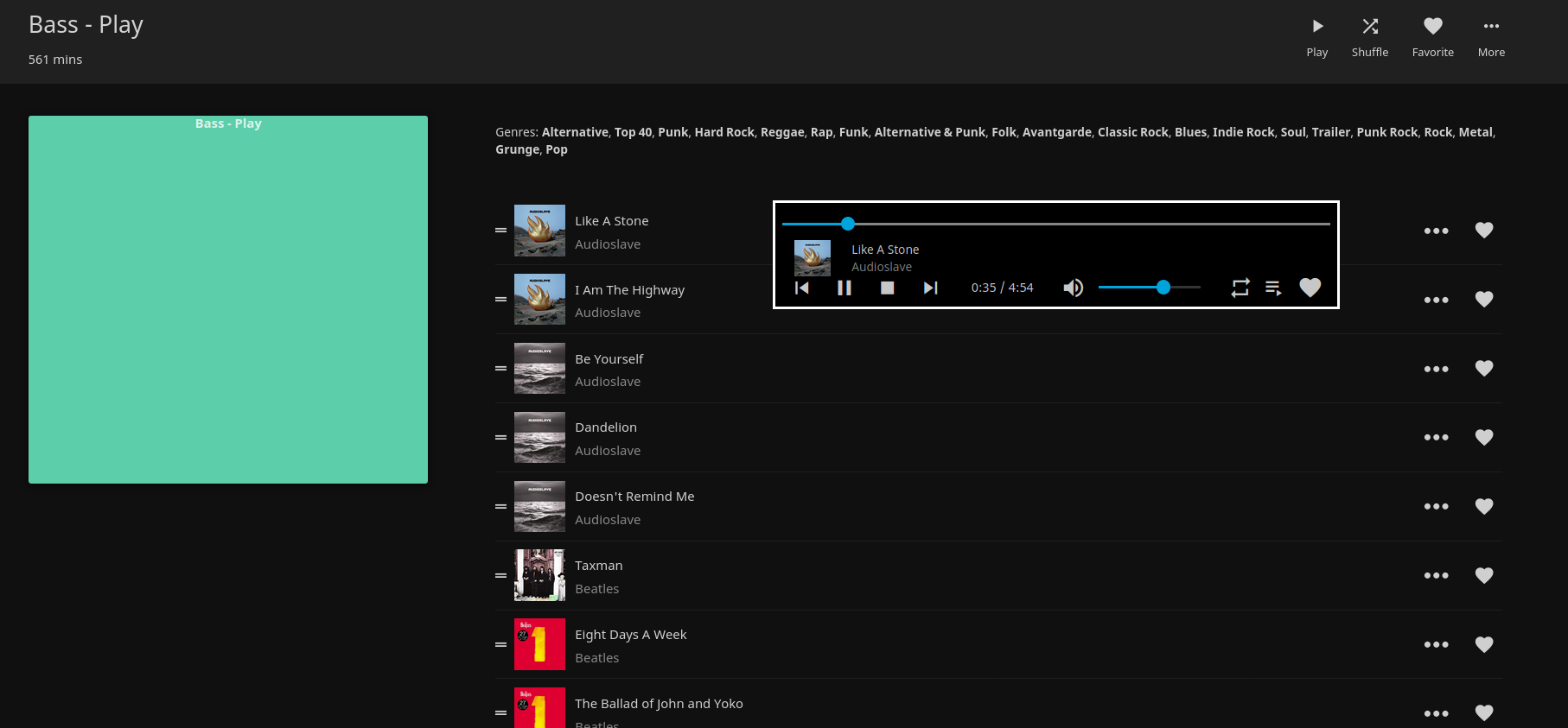 Screenshot of the floating "Now Playing" controls