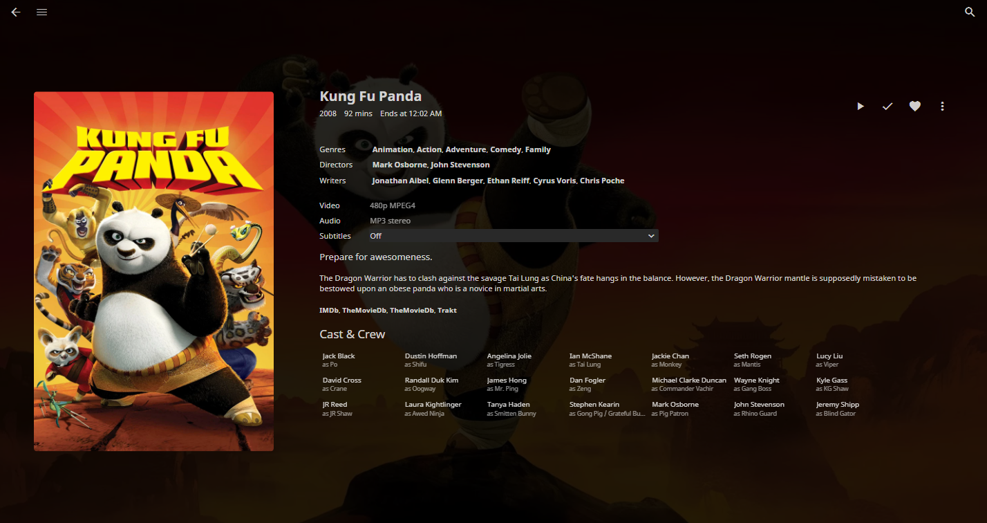 Screenshot of Pictureless Cast & Crew info